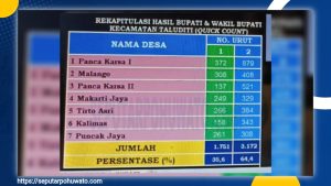 Rekap Suara: Paslon Saipul-Iwan Menang Telak 7 Desa di Taluditi, Raih 64,4 Persen