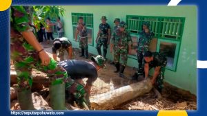Pasca Banjir, Kodim 1313/Pohuwato Fokus Bersihkan Lingkungan dan Fasilitas Pendidikan