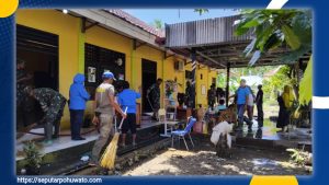 Libatkan Berbagai Pihak, Kodim 1313 Pohuwato Turun Tangan Bersihkan Fasilitas Umum Pascabanjir Patilanggio
