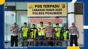 Aparat Gabungan Kodim dan Polres Pohuwato Siap di Pos Terpadu Pastikan Keamanan Lebaran