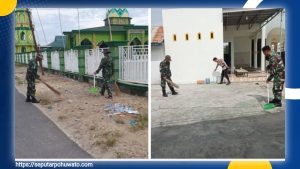Kodim 1313 dan Polres Turun Tangan, Pastikan Masjid di Pohuwato Bersih Jelang Salat Idulfitri