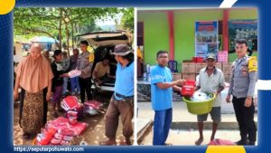 Tak Pulang-pulang, Kapolres Pohuwato Puji Bhabinkamtibmas Tuweya yang Tetap Siaga Dampingi Penyaluran Bantuan Banjir