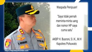 Waspada Penipuan! Oknum Catut Nama Kapolres dan Pejabat Polres Pohuwato, Minta Uang via Telepon