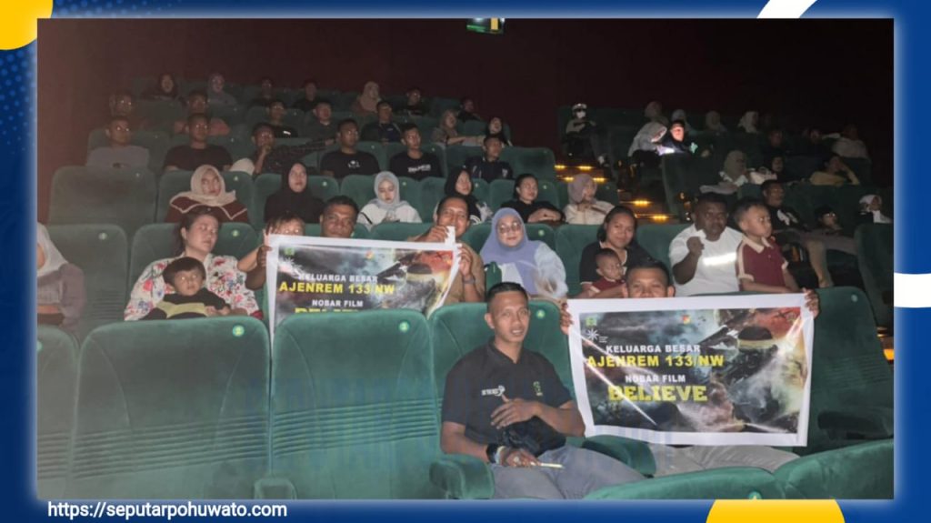 Prajurit dan Keluarga Korem 133/NW Nobar Film “Believe”, Tampilkan Kisah Prajurit di Operasi Seroja