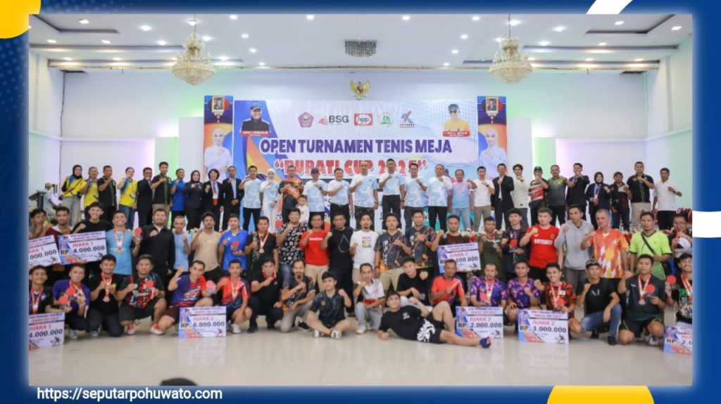 Sukses! Bupati Cup Tenis Meja 2025 Pohuwato Resmi Ditutup dengan Penyerahan Medali