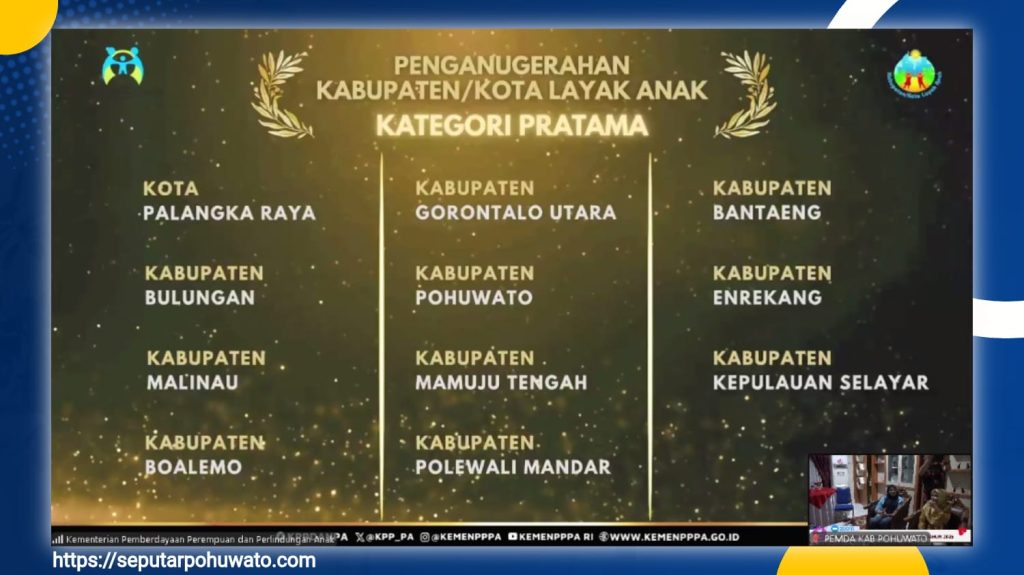 Prestasi Lagi! Pohuwato Sabet Kabupaten Layak Anak Kategori Pratama