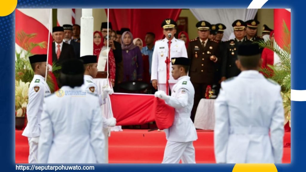 Wabup Pohuwato Iwan Adam Pimpin Upacara Penurunan Bendera HUT ke-80 RI