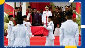 Wabup Pohuwato Iwan Adam Pimpin Upacara Penurunan Bendera HUT ke-80 RI