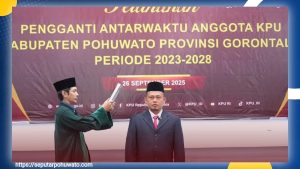 Ketua KPU RI Lantik PAW Anggota KPU Pohuwato Toyibin Secara Daring