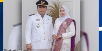 Foto: Camat Paguat Andri AR Pakilie, S.STP., M.Si bersama Istri Lia Fadilla, S.ST.Par, usai Sertijab Camat, belum lama ini (Dok.Andri)