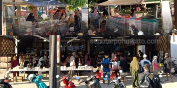 Tim BBPOM dan Dinkes saat melakukan pengawasan dan pengujian sampling takjil di Teras Ormas, Pasar Rakyat hingga Jalan Trans-sulawesi Marisa, Kamis (26/02/2026). Dok. AD