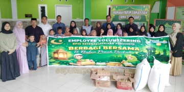 Melalui semangat Employee Volunteering, BPJS Ketenagakerjaan Pohuwato menyapa dan berbagi dengan anak-anak yatim sumayyah, Rabu (04/03/2026). Dok. Kris