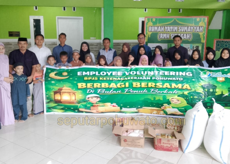 Melalui semangat Employee Volunteering, BPJS Ketenagakerjaan Pohuwato menyapa dan berbagi dengan anak-anak yatim sumayyah, Rabu (04/03/2026). Dok. Kris