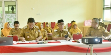 Foto: Wakil Bupati Pohuwato Iwan S. Adam, saat mengikuti Rapat Koordinasi (Rakor) Pengendalian Inflasi Daerah yang digelar secara nasional, Senin (09/03/2026).