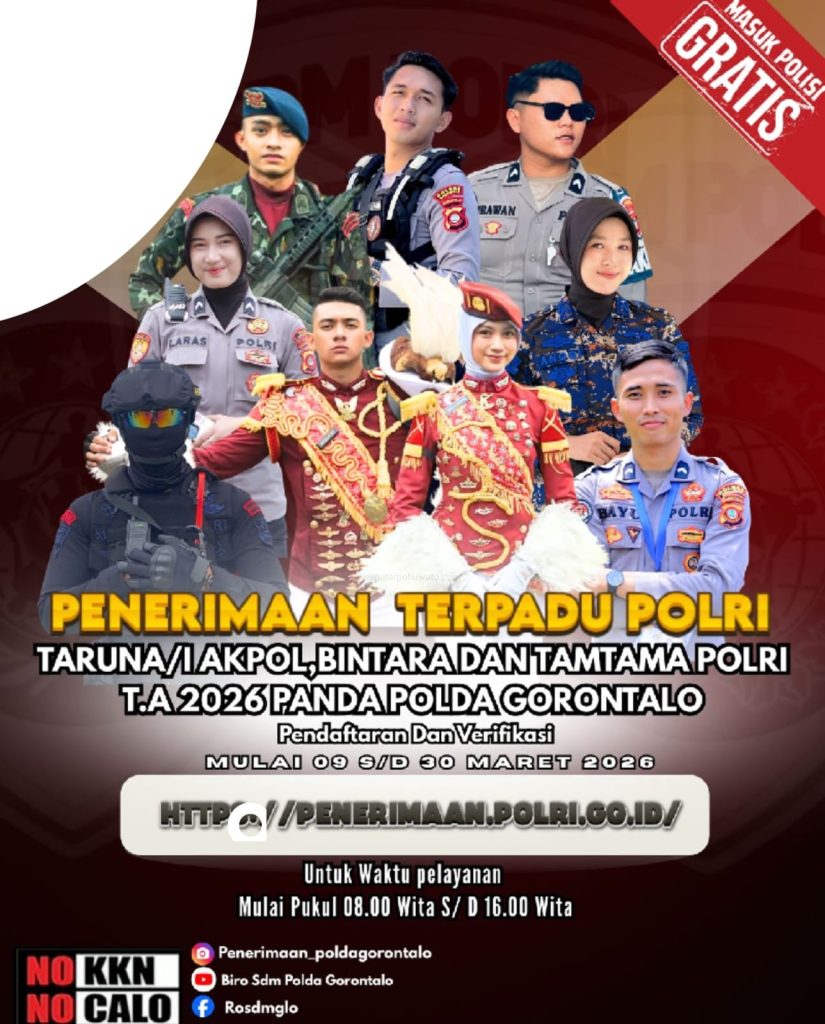 Penerimaan Anggota Polri 2026 Resmi Dibuka, Polda Gorontalo Ingatkan Jangan Percaya Calo