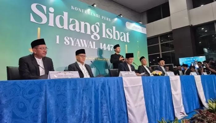 Konferensi pers hasil sidang isbat penetapan 1 Syawal 1447 H. (Dok. Screenshot TvOne)