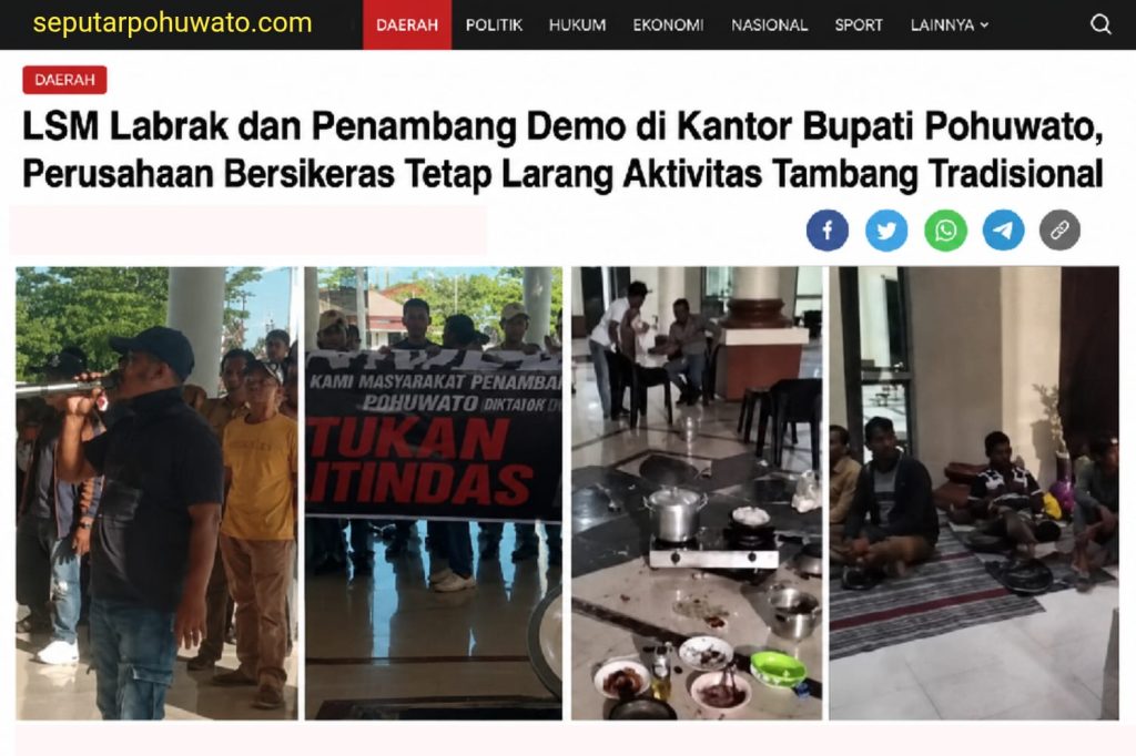 Demo Penambang di Kantor Bupati Pohuwato Belum Temui Hasil, Perusahaan Tetap Bersikeras