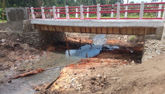 Finishing Jembatan Desa Wonggarasi Dikebut, TNI dan Warga Gotong Royong Rampungkan Pembangunan