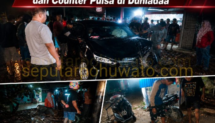 Toyota Agya Hantam Dua Motor dan Counter Pulsa di Duhiadaa, Diduga Karena Sandal Terjepit Pedal Gas