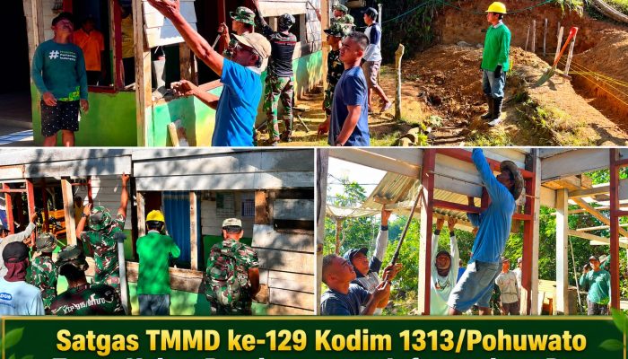 Satgas TMMD Ke-129 Kodim 1313/Pohuwato Terus Kebut Pembangunan Infrastruktur Desa