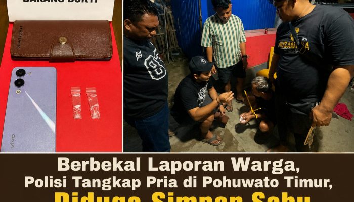 Berbekal Laporan Warga, Polisi Tangkap Pria di Pohuwato Timur, Diduga Simpan Sabu