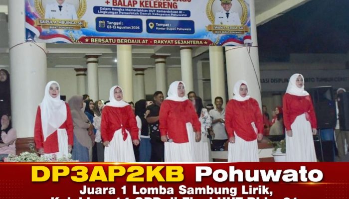 DP3AP2KB Juara I Lomba Sambung Lirik, Kalahkan 14 OPD di Final HUT RI ke-81 Pohuwato